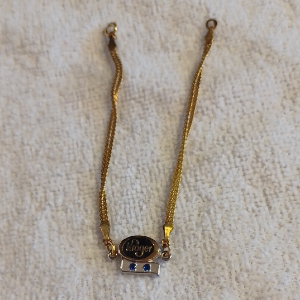 Elegant Gold and Silver Bracelet with Blue Accents Kroger Award 20 Years